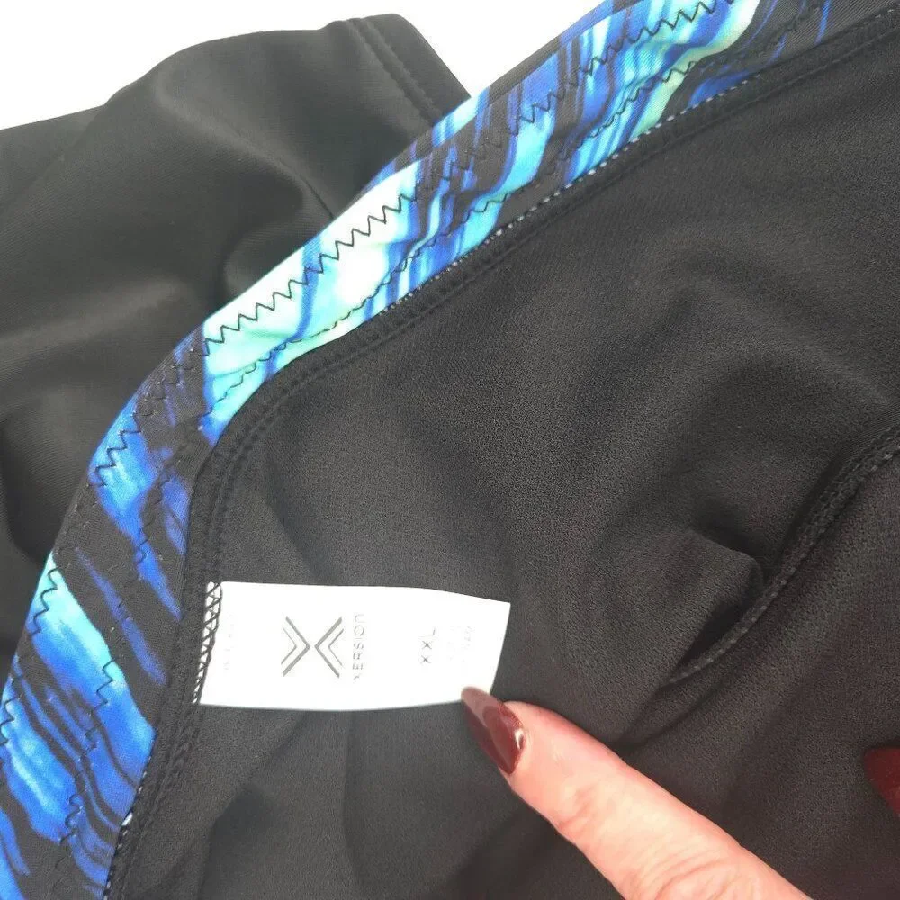 Black Swim Briefs Blue Patterned Waistband Womens Size XXL New